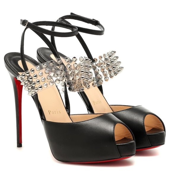 NWT❤️Christian Louboutin❤️Levita Girl 120 Leather and PVC Heels - Picture 3 of 11